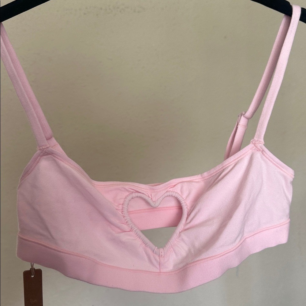 SKIMS Cotton Jersey Heart Cutout Scoop Bralette Cherry Blossom Pink SP-SCP-7415W - Picture 3 of 10